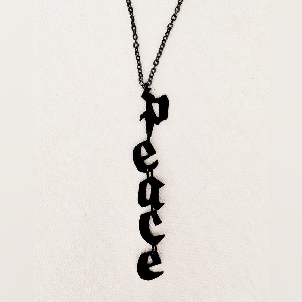 Peace Necklace Handcrafted Brass 16-18 inches long - Picture 4 of 9
